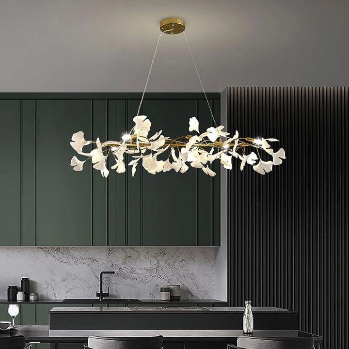 Ginkgo Luxury Chandelier Style E - 4 Lights: L 39.4''(100cm) x W 11.8''(30cm)Gold+Whitecasivra
