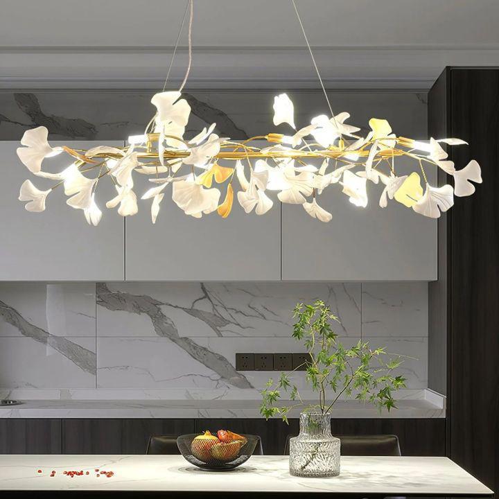 Ginkgo Luxury Chandelier Style E - 8 Lights: L 59''(150cm) x W 11.8''(30cm)Gold+Whitecasivra