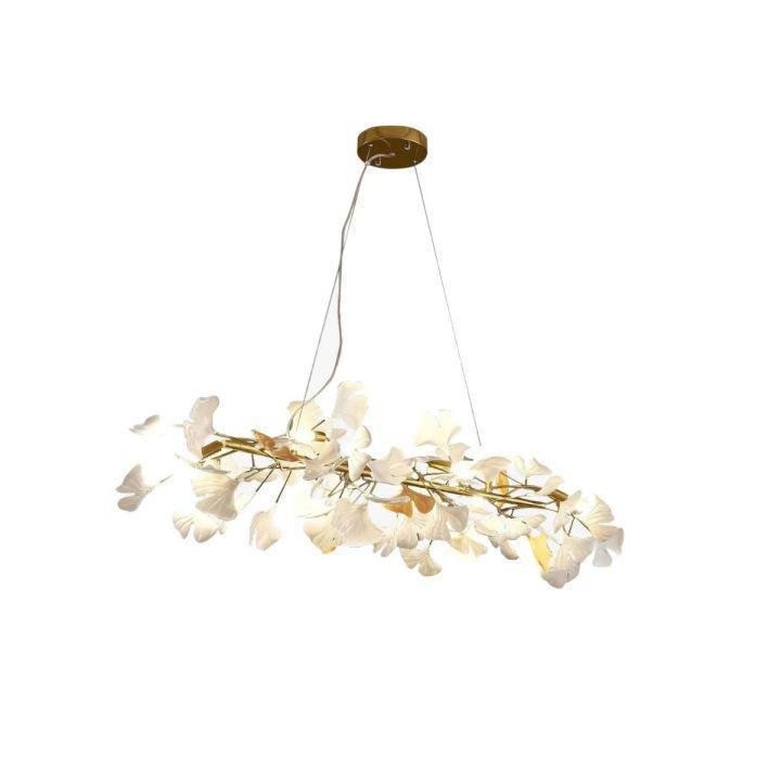 Ginkgo Luxury Chandelier Style E - 4 Lights: L 39.4''(100cm) x W 11.8''(30cm)Gold+Whitecasivra