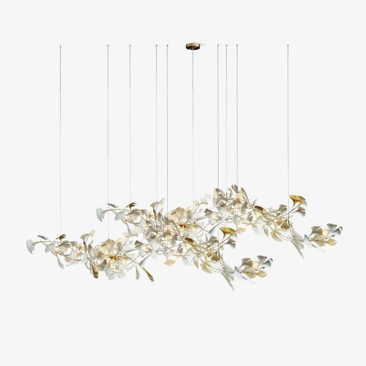 Ginkgo Special Chandelier - All white leavesL 150cm x H 65cm / L 59.1″ x H 25.6″casivra