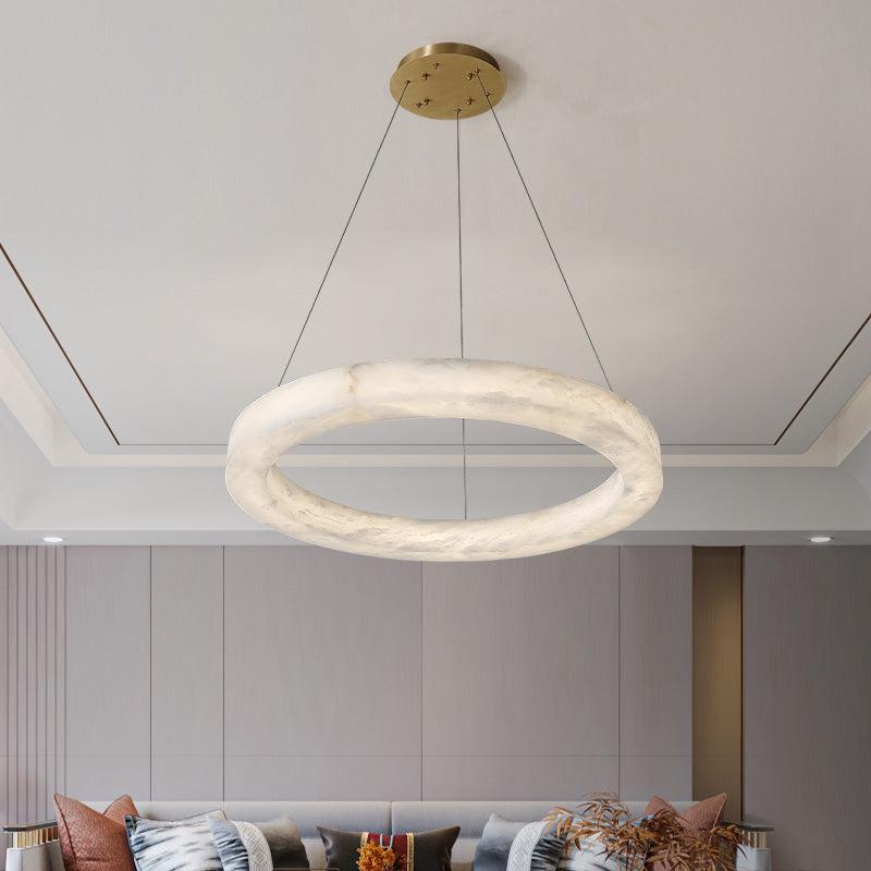 Glacera Alabaster Round Chandelier 19'' 27'' 36'' 60''D - D 27.6"Bronzecasivra