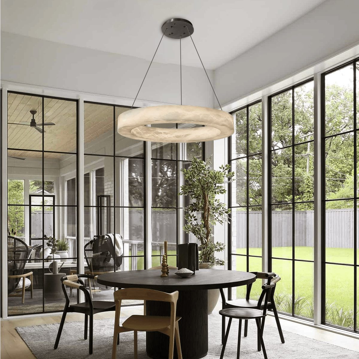 Glacera Alabaster Round Chandelier 19'' 27'' 36'' 60''D - D 27.6"Bronzecasivra