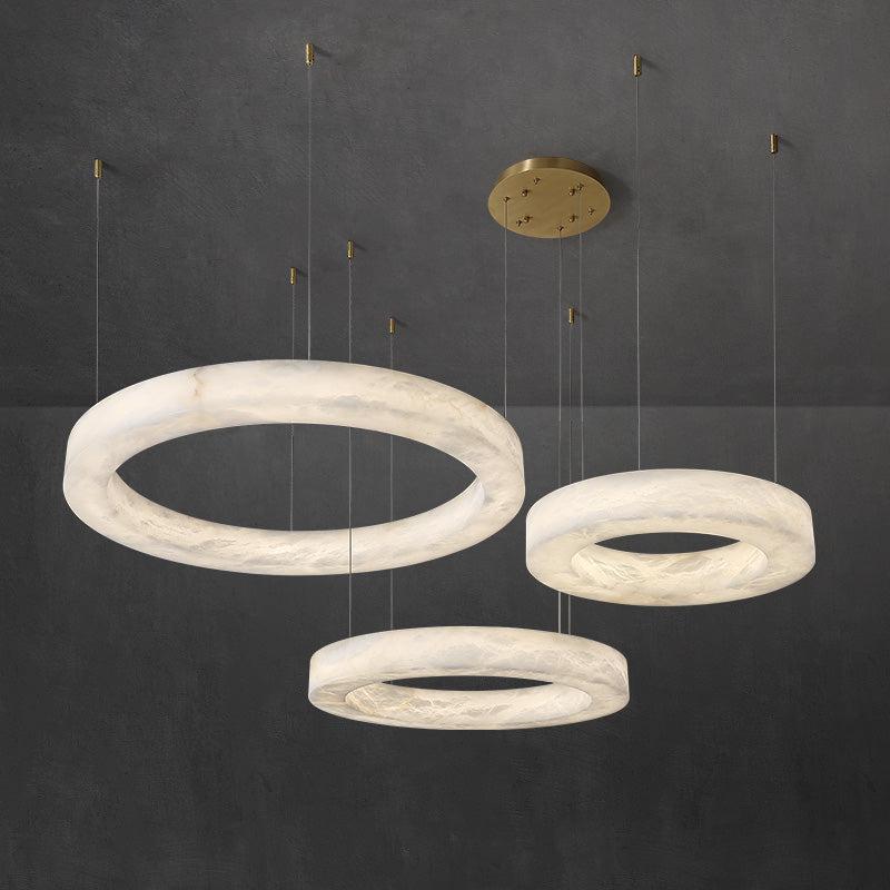 Glacera Alabaster Round Chandelier 19'' 27'' 36'' 60''D - D 27.6"Bronzecasivra