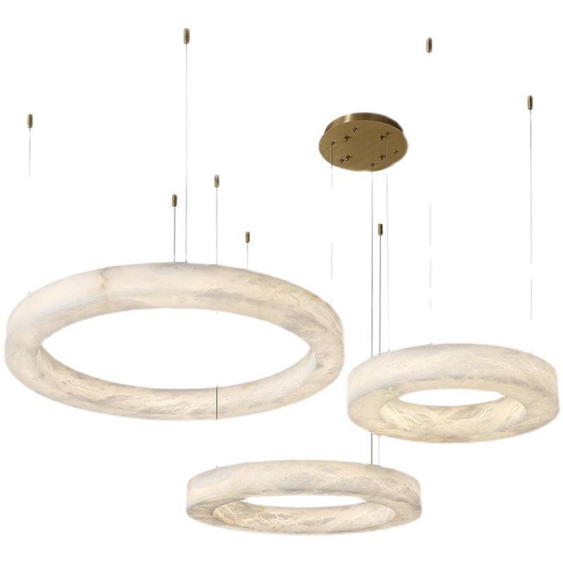 Glacera Alabaster Round Chandelier 19'' 27'' 36'' 60''D - D 19.7"+D 27.6"+D 35.4"Bronzecasivra
