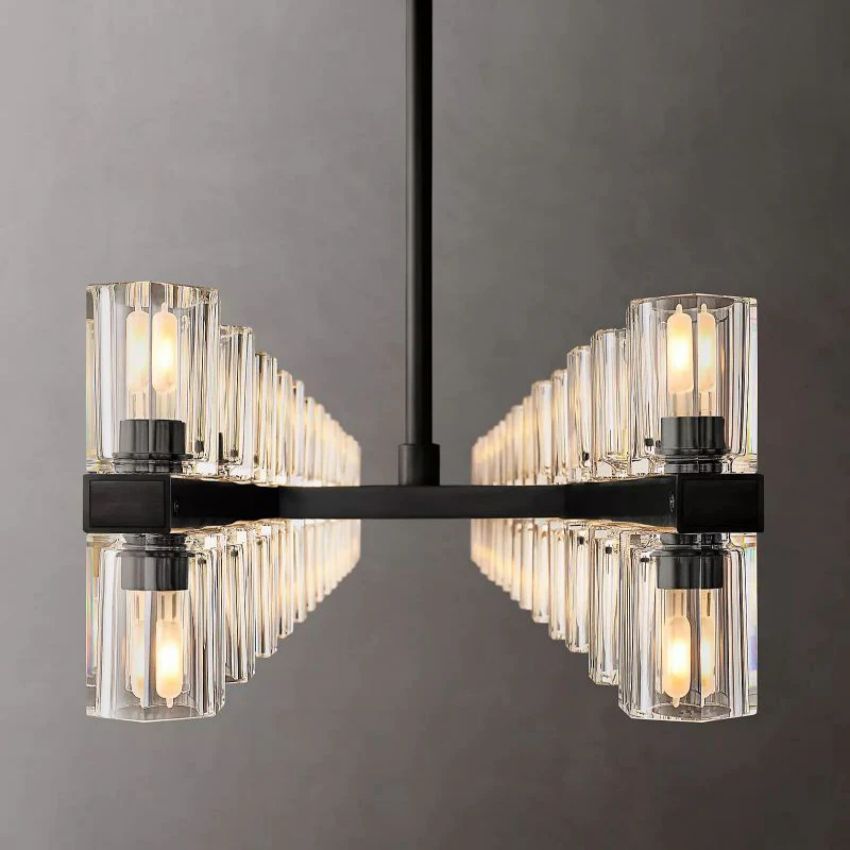 Arcachon Gear Crystal Rectangular Chandelier 54"