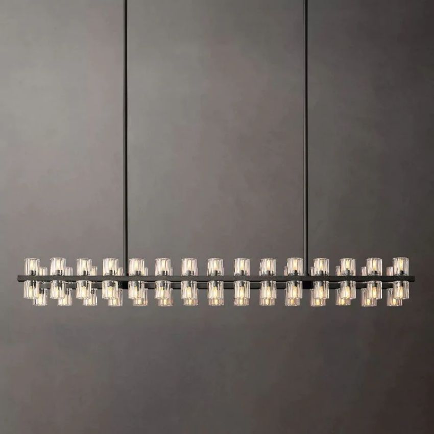 Arcachon Gear Crystal Rectangular Chandelier 54"