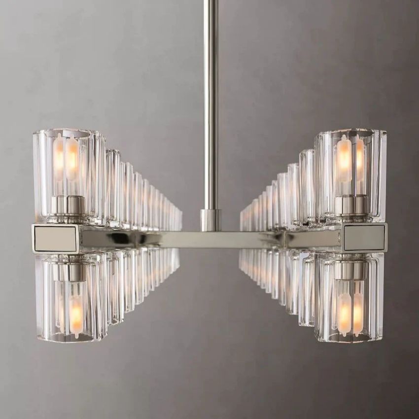 Arcachon Gear Crystal Rectangular Chandelier 54"