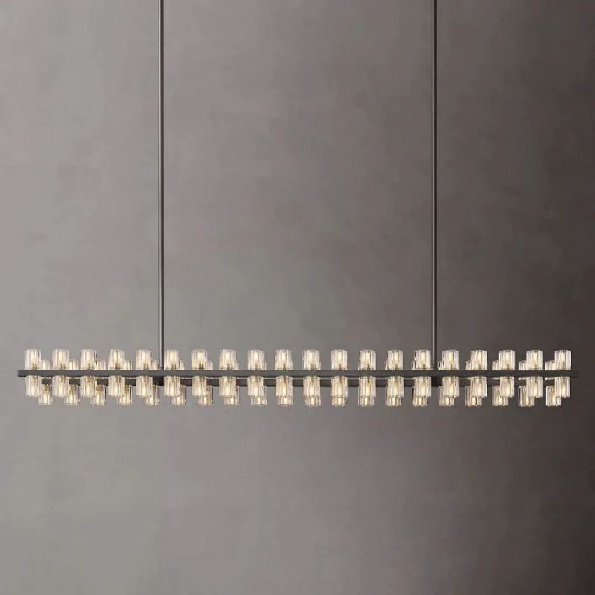 Arcachon Gear Crystal Rectangular Chandelier 72"