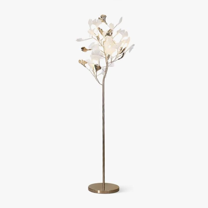 Gliss Gingko Ceramic Leaf Floor Lamp, Modern Stand Lamp - Gold & Gold Metal Basecasivra