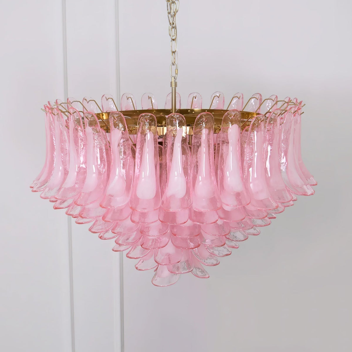 Gold & Pink Barcelona Murano Chandelier with 16 E14 Bulbs-casivra-casivra