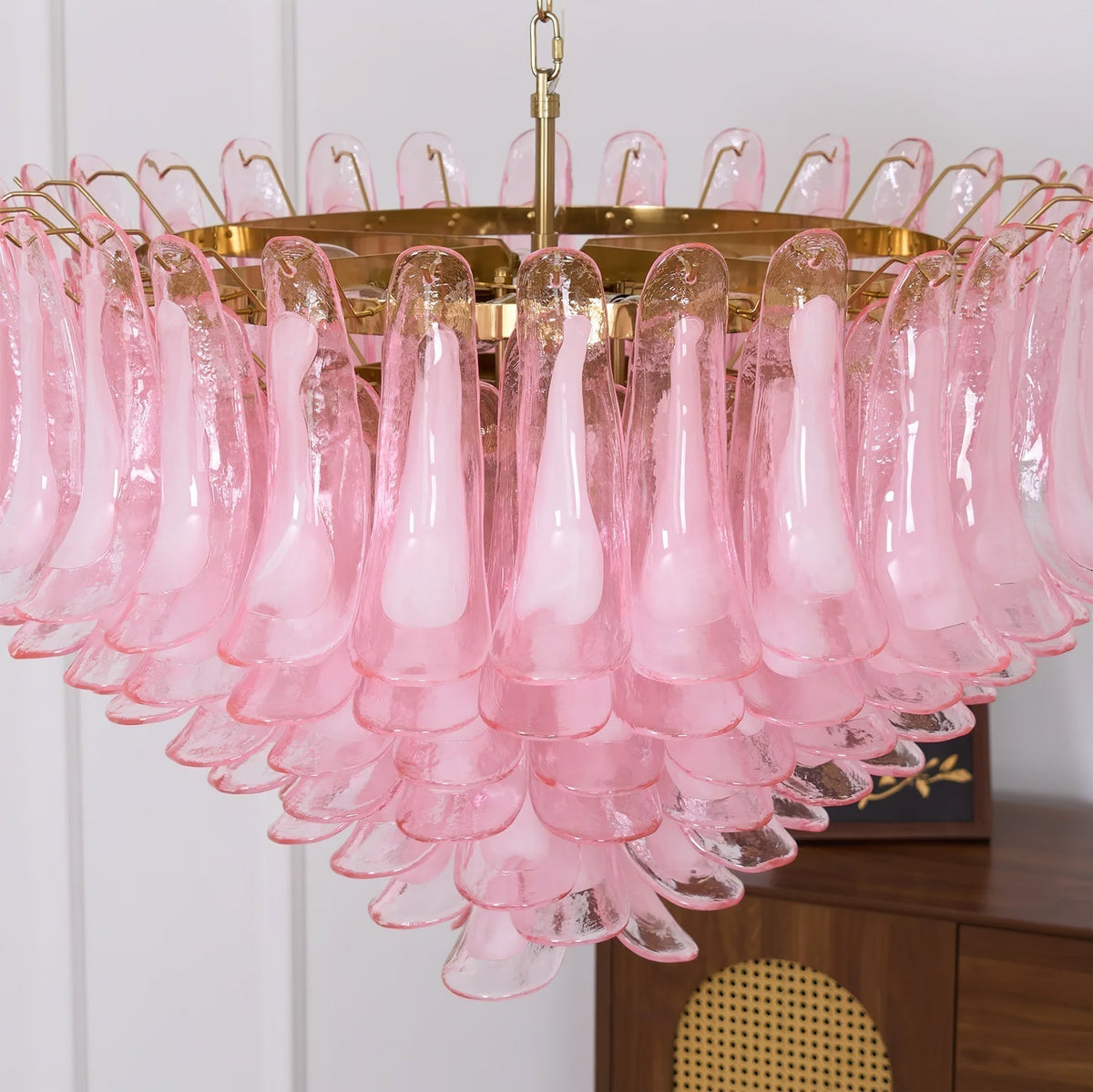 Gold & Pink Barcelona Murano Chandelier with 16 E14 Bulbs-casivra-casivra