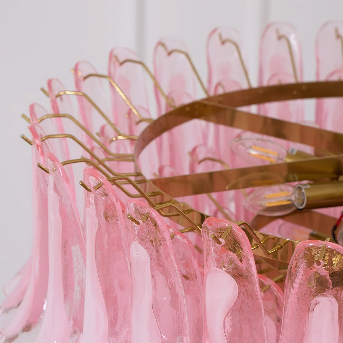 Gold & Pink Barcelona Murano Chandelier with 16 E14 Bulbs-casivra-casivra