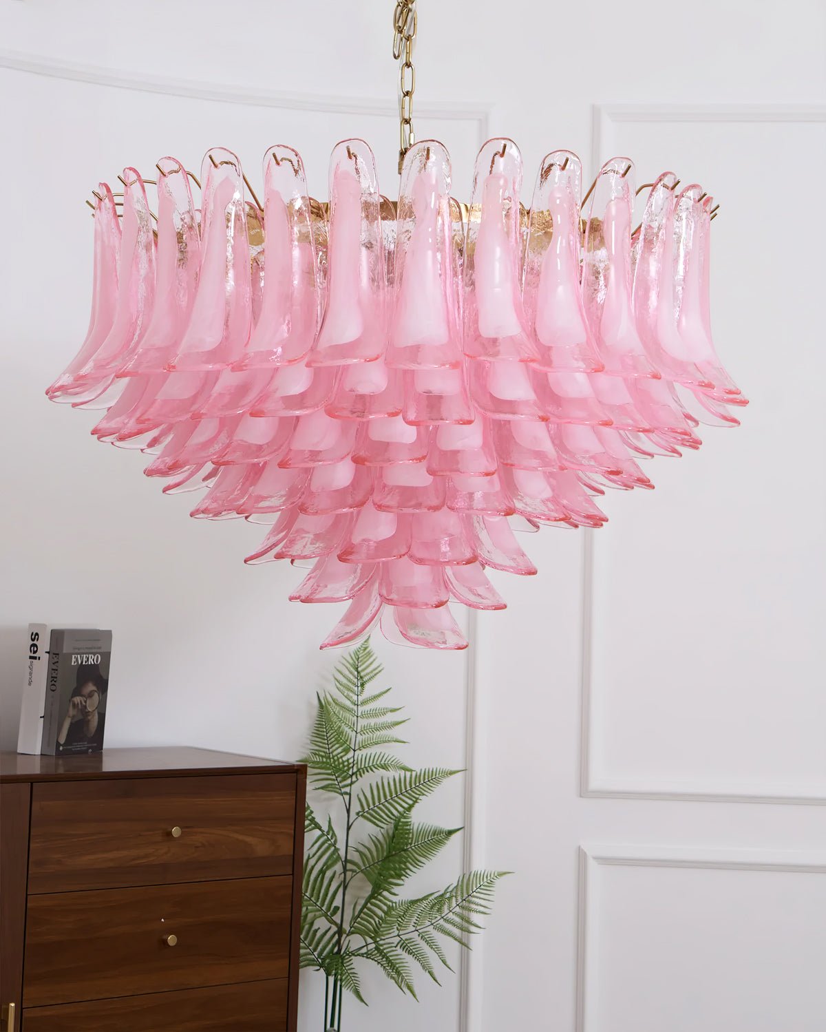 Gold & Pink Barcelona Murano Chandelier with 16 E14 Bulbs-casivra-casivra