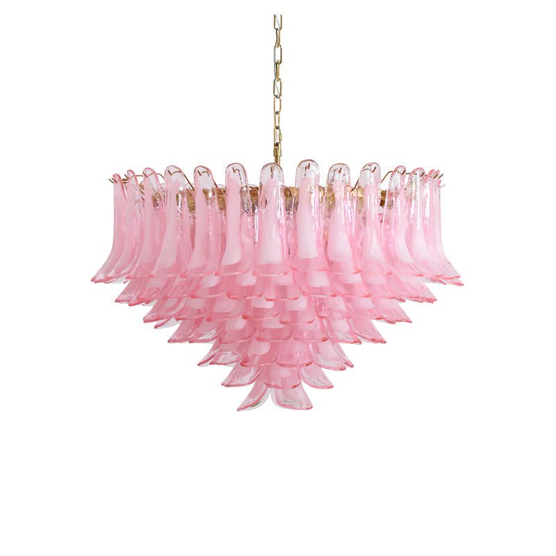 Gold & Pink Barcelona Murano Chandelier with 16 E14 Bulbs-casivra-casivra