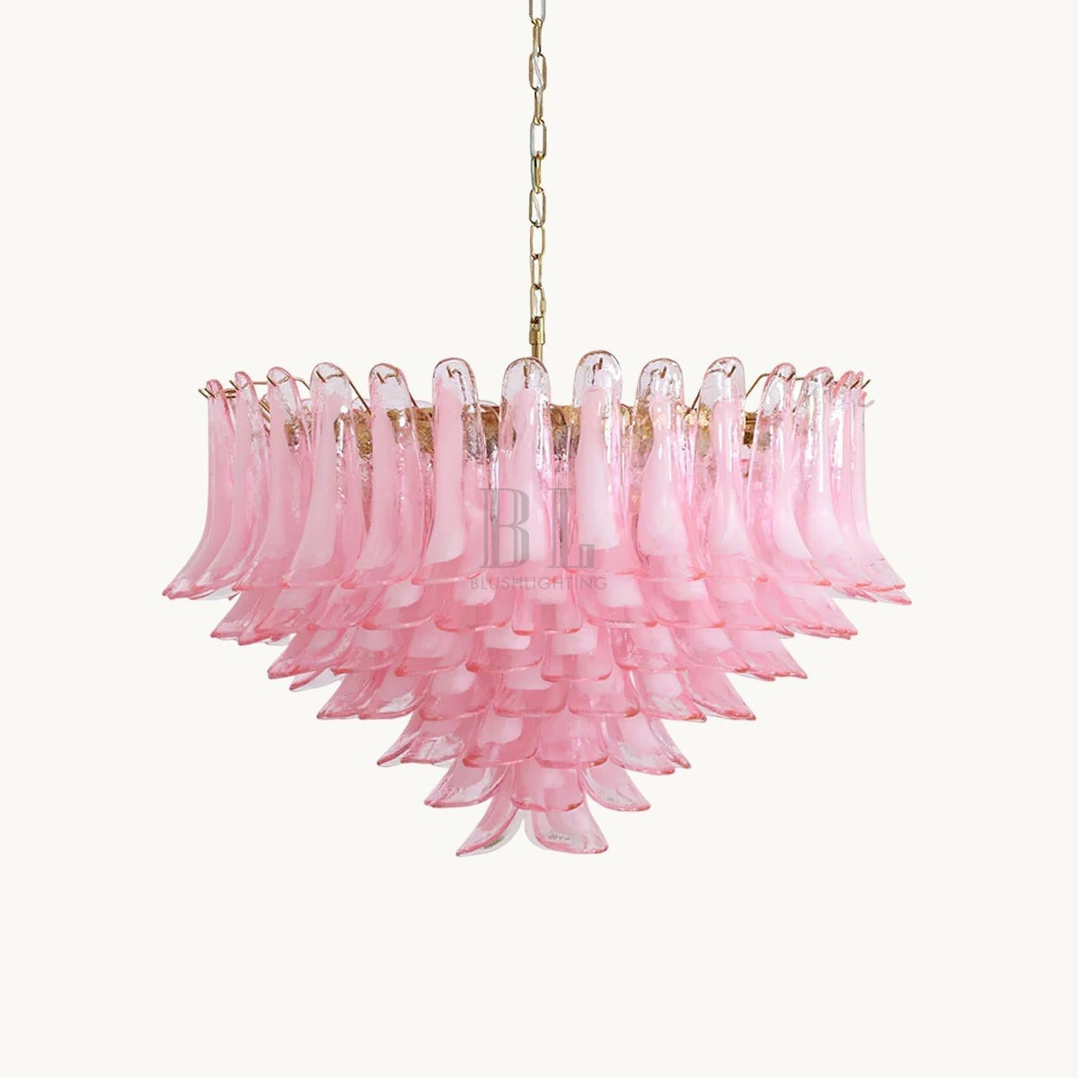 Gold & Pink Barcelona Murano Chandelier with 16 E14 Bulbs-casivra-casivra