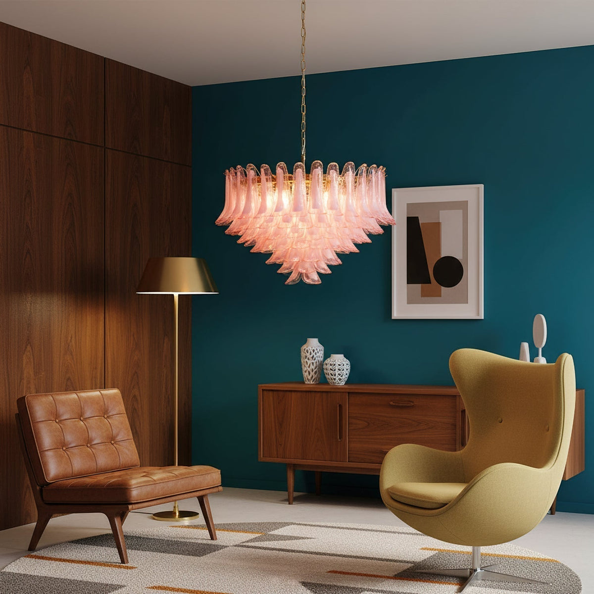 Gold & Pink Barcelona Murano Chandelier with 16 E14 Bulbs-casivra-casivra