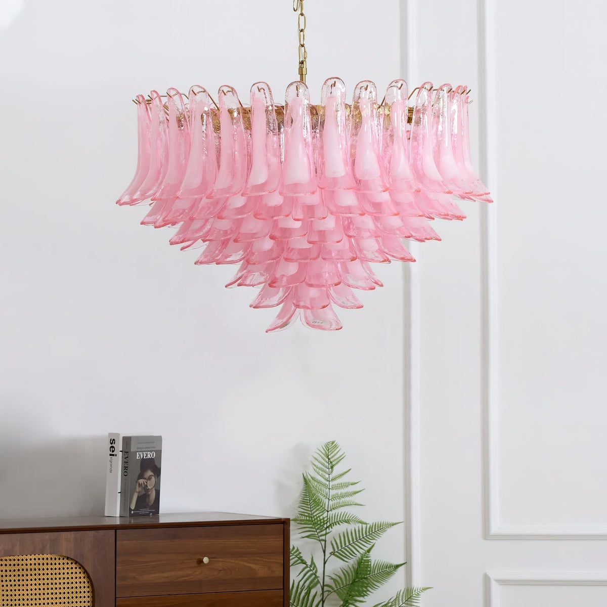 Gold & Pink Barcelona Murano Chandelier with 16 E14 Bulbs-casivra-casivra