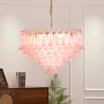 Gold & Pink Barcelona Murano Chandelier with 16 E14 Bulbs-casivra-casivra