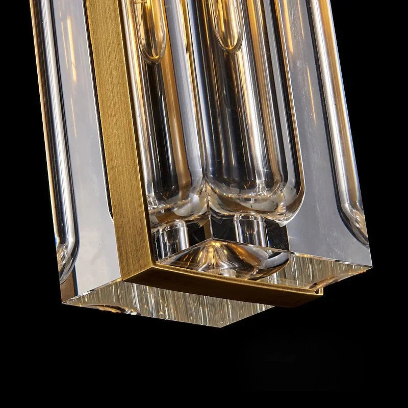 Golden Rectangular Crystal Pendant Lighting - W2.8" X H12"casivra