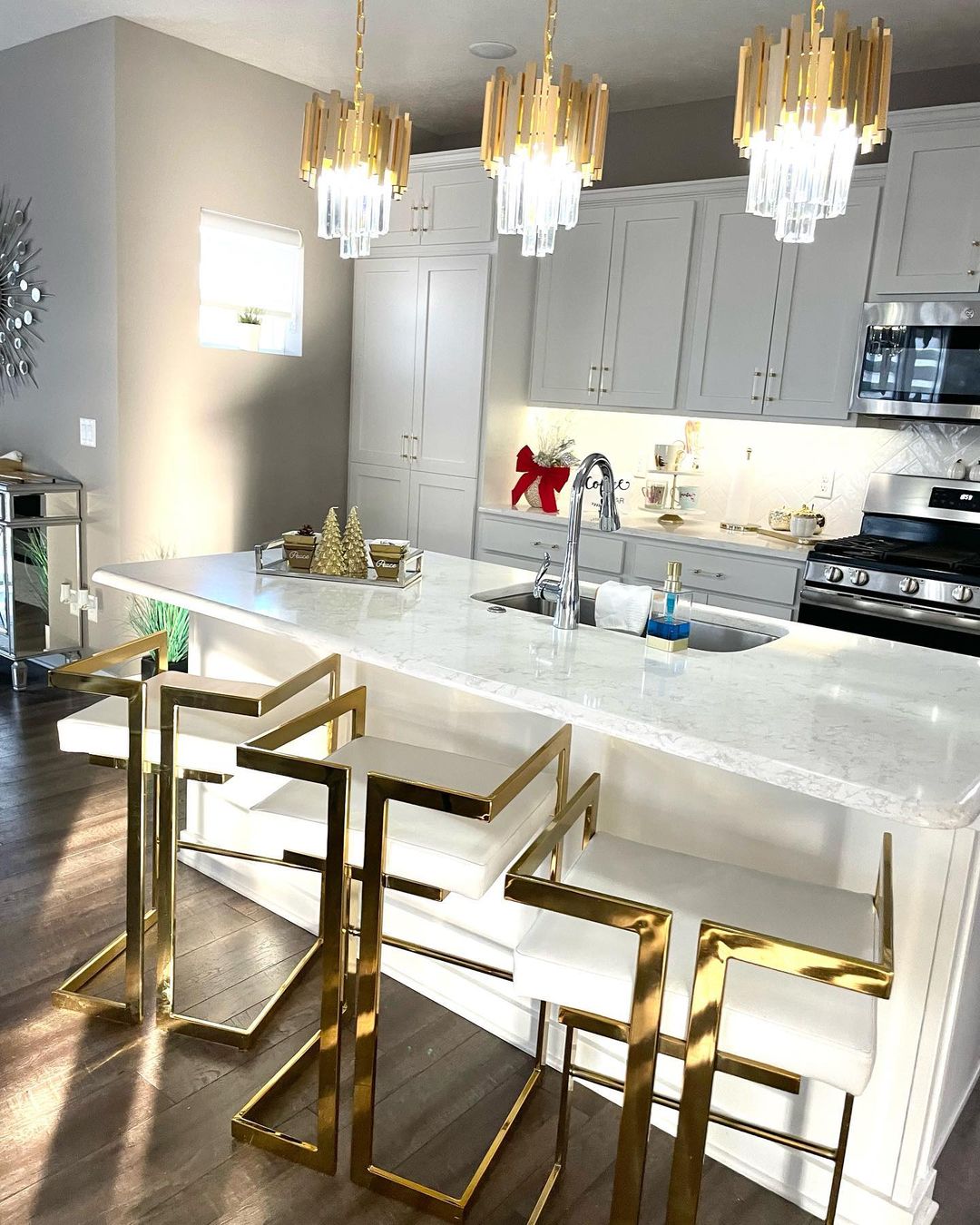 Gold/Silver Round Modern Tiered Metal Crystal Chandelier - Round/Pendant/ 2 Layers D11.8"*H13"/3 LightsGoldWarm Lightcasivra