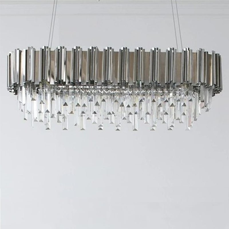 Gold/Silver Round Modern Tiered Metal Crystal Chandelier - Rectangle: L35.5" *W11.8" *H13.8"/7 LightsSilverWarm Lightcasivra