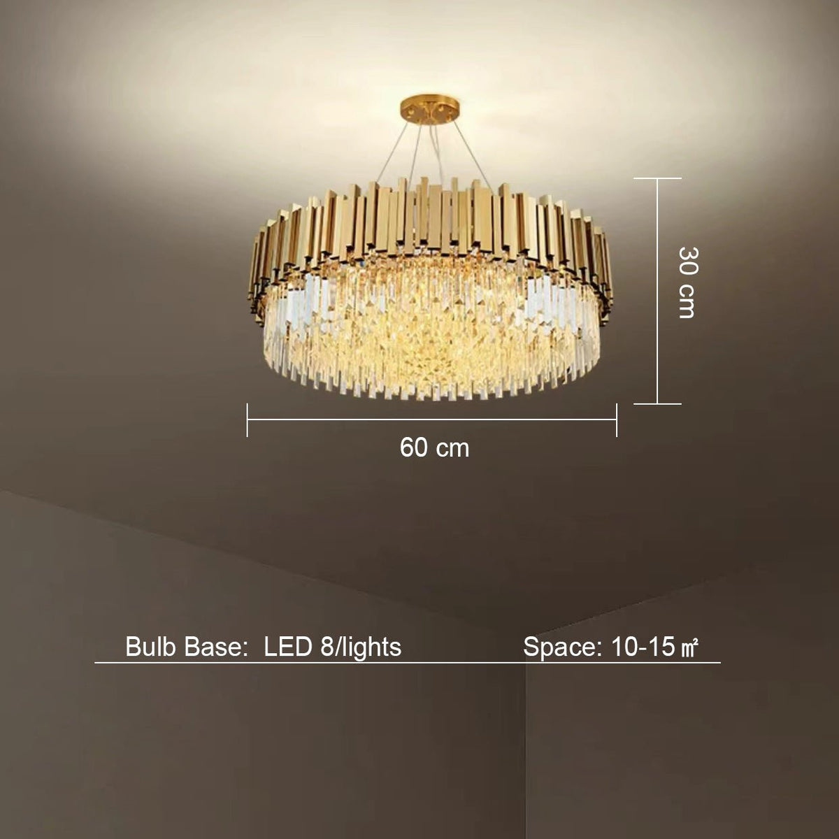Gold/Silver Round Modern Tiered Metal Crystal Chandelier - Round: 1 Layer D15.7"*H11.8"/4 LightsGoldWarm Lightcasivra