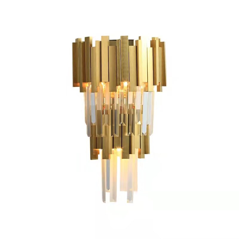 Gold/Silver Round Modern Tiered Metal Crystal Chandelier - 2 Layers Wall Light: D10.6"*H21.3"GoldWarm Lightcasivra