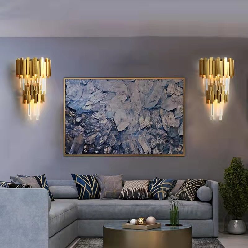Gold/Silver Round Modern Tiered Metal Crystal Chandelier - 2 Layers Wall Light: D10.6"*H21.3"GoldWarm Lightcasivra
