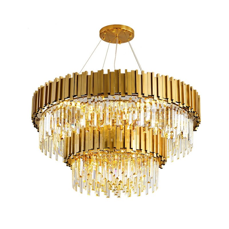 Gold/Silver Round Modern Tiered Metal Crystal Chandelier - Round: 2 Layers D36.2" *H21.6"/21 Lights/40kgGoldWarm Lightcasivra