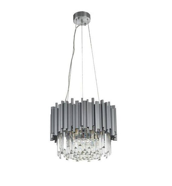 Gold/Silver Round Modern Tiered Metal Crystal Chandelier - Round: 1 Layer D15.7"*H11.8"/4 LightsSilverWhite Lightcasivra