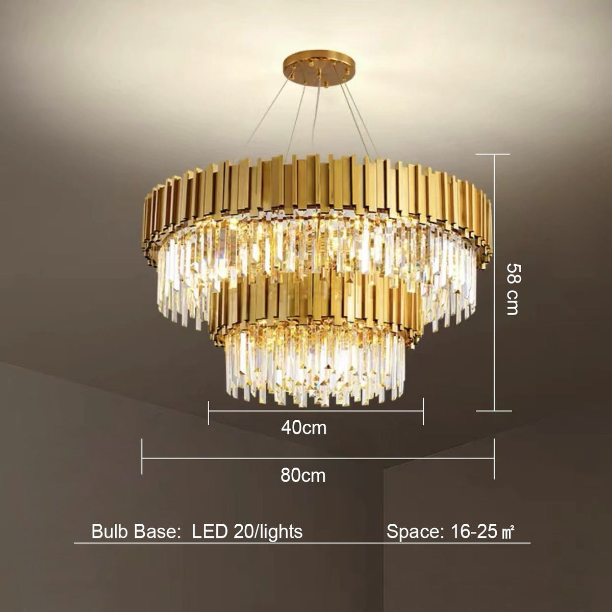 Gold/Silver Round Modern Tiered Metal Crystal Chandelier - Round: 1 Layer D15.7"*H11.8"/4 LightsGoldWarm Lightcasivra