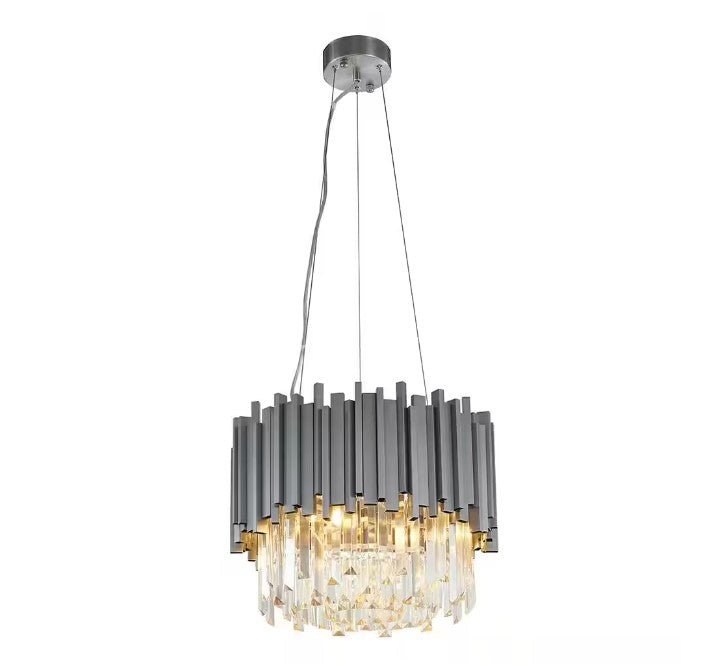 Gold/Silver Round Modern Tiered Metal Crystal Chandelier - Round: 1 Layer D15.7"*H11.8"/4 LightsSilverWarm Lightcasivra