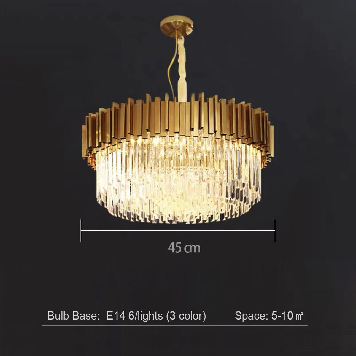 Gold/Silver Round Modern Tiered Metal Crystal Chandelier - Round: 1 Layer D15.7"*H11.8"/4 LightsGoldWarm Lightcasivra