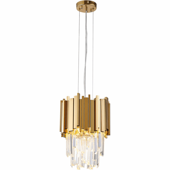 Gold/Silver Round Modern Tiered Metal Crystal Chandelier - Round/Pendant/ 2 Layers D9.8"*H18.9"/3 Lights/16kgGoldWarm Lightcasivra