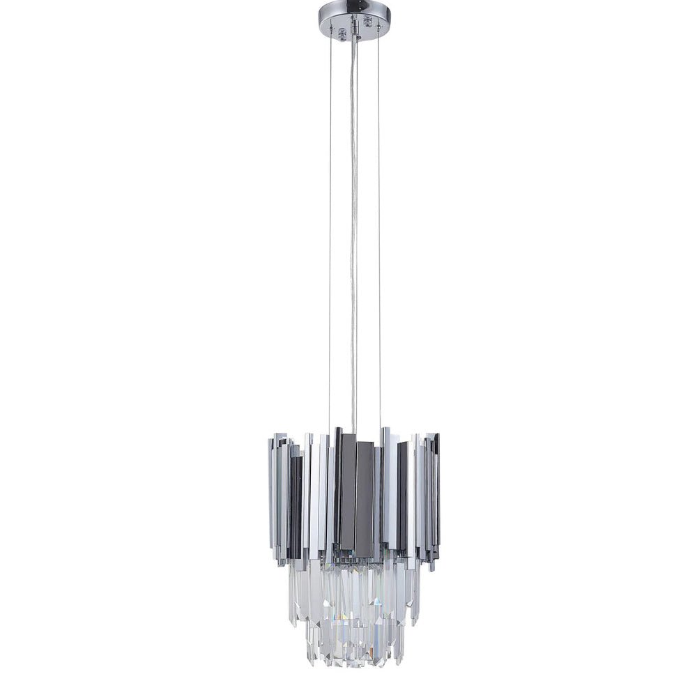 Gold/Silver Round Modern Tiered Metal Crystal Chandelier - Round/Pendant/ 2 Layers D9.8"*H18.9"/3 Lights/16kgSilverWarm Lightcasivra