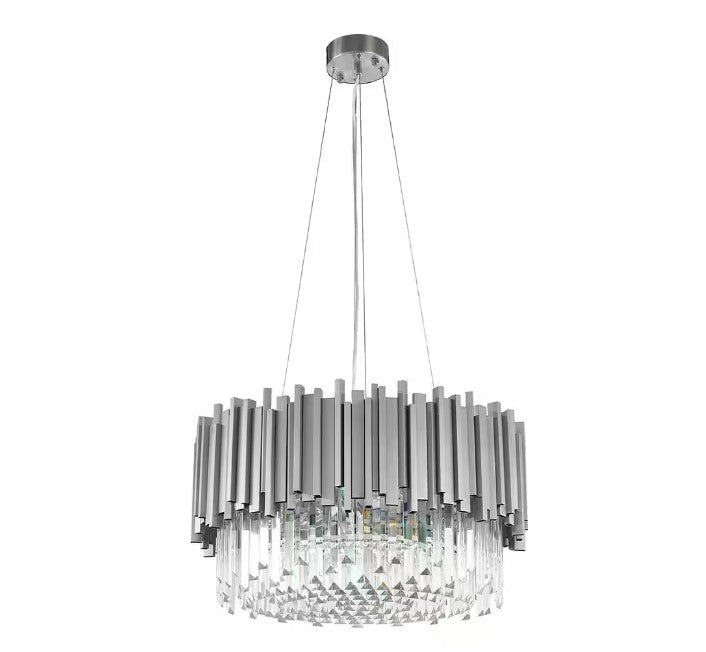 Gold/Silver Round Modern Tiered Metal Crystal Chandelier - Round: 1 Layer D17.7"*H11.8"/6 LightsSilverWarm Lightcasivra