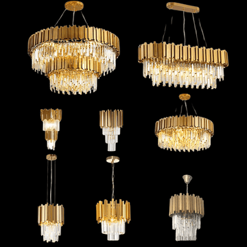 Gold/Silver Round Modern Tiered Metal Crystal Chandelier - Round: 1 Layer D15.7"*H11.8"/4 LightsGoldWarm Lightcasivra