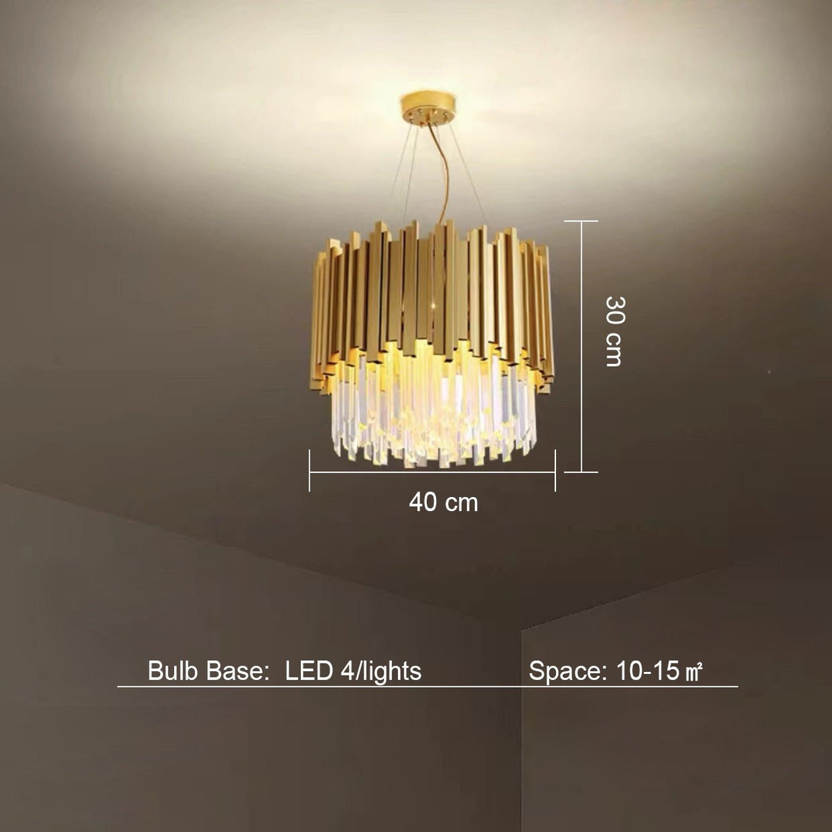 Gold/Silver Round Modern Tiered Metal Crystal Chandelier - Round: 1 Layer D15.7"*H11.8"/4 LightsGoldWarm Lightcasivra