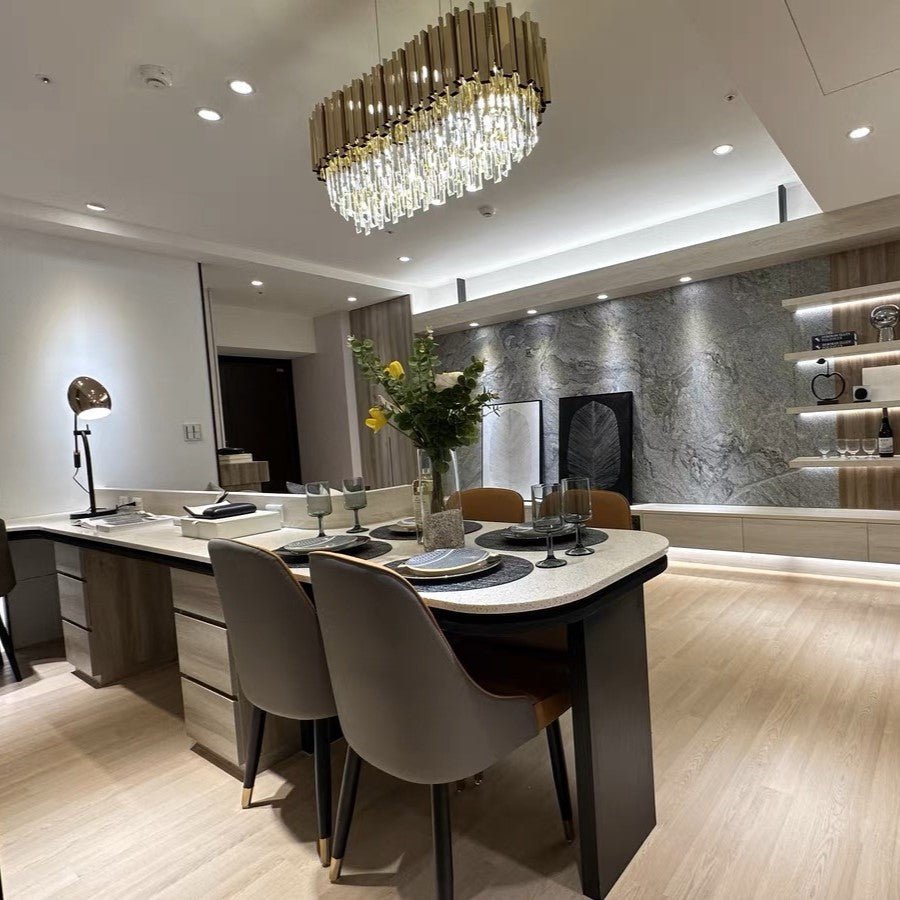 Gold/Silver Round Modern Tiered Metal Crystal Chandelier - Rectangle: L59.1“*W11.8”*H13”8"/26 LightsGoldWarm Lightcasivra