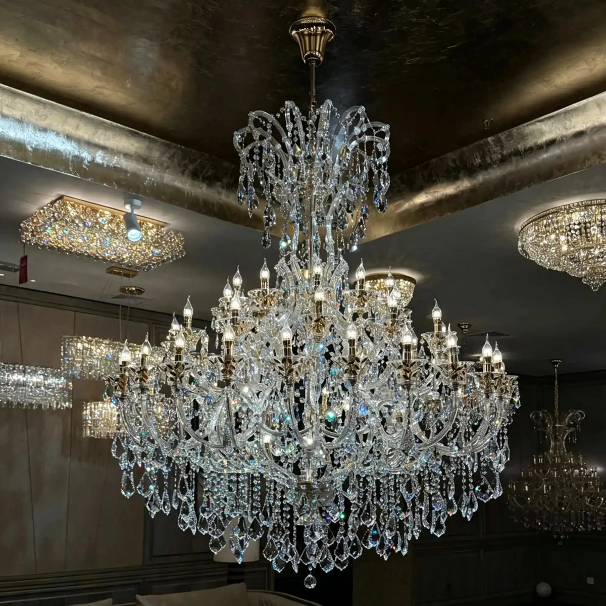 Grand Imperial Crystal Palace Chandelier for Mansion/Hotel Lobby/Banquet Hall - 54 Lights/D63"*H72.8"(D160cm*H185cm)/100kgWarm Lightcasivra
