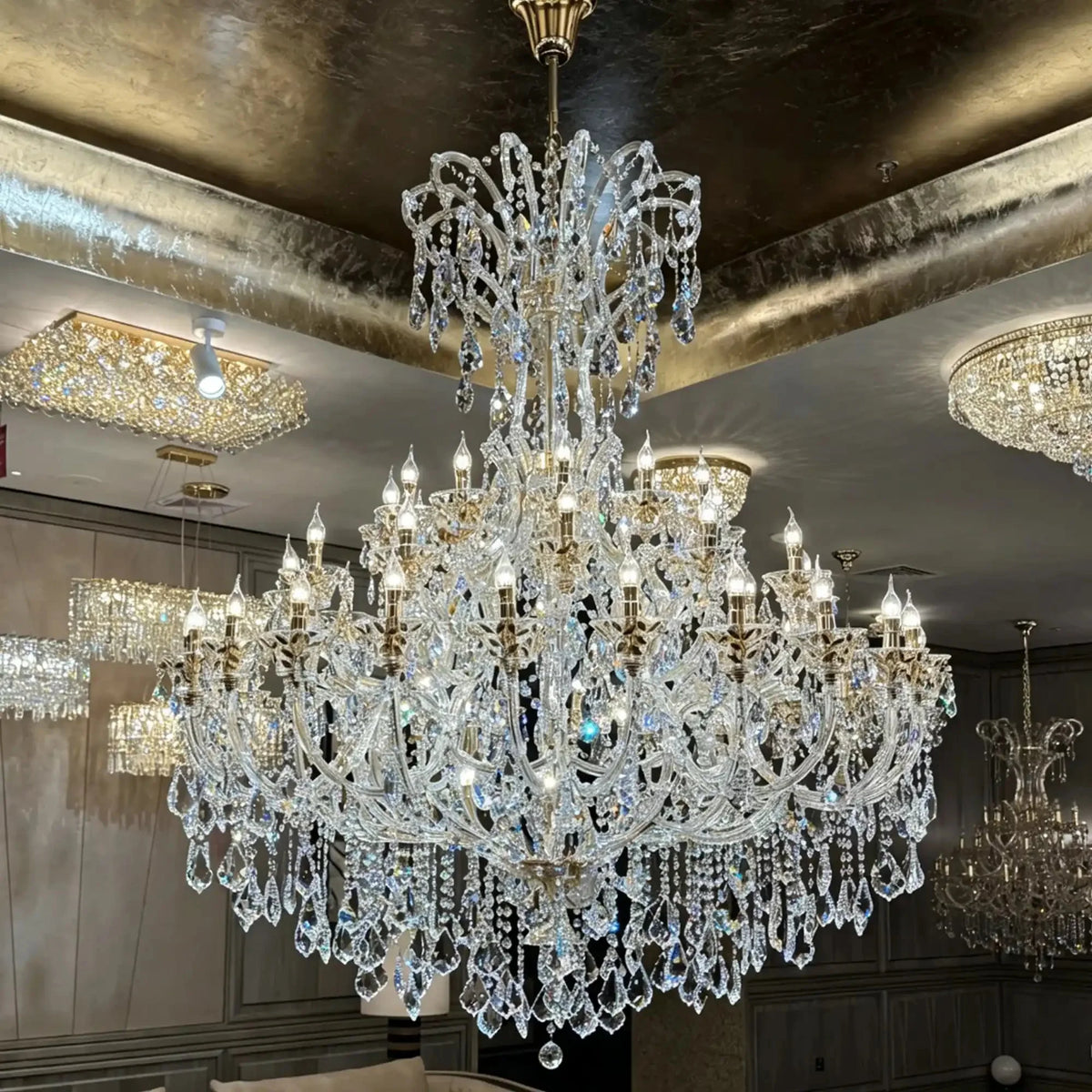 Grand Imperial Crystal Palace Chandelier for Mansion/Hotel Lobby/Banquet Hall - 54 Lights/D63"*H72.8"(D160cm*H185cm)/100kgWarm Lightcasivra
