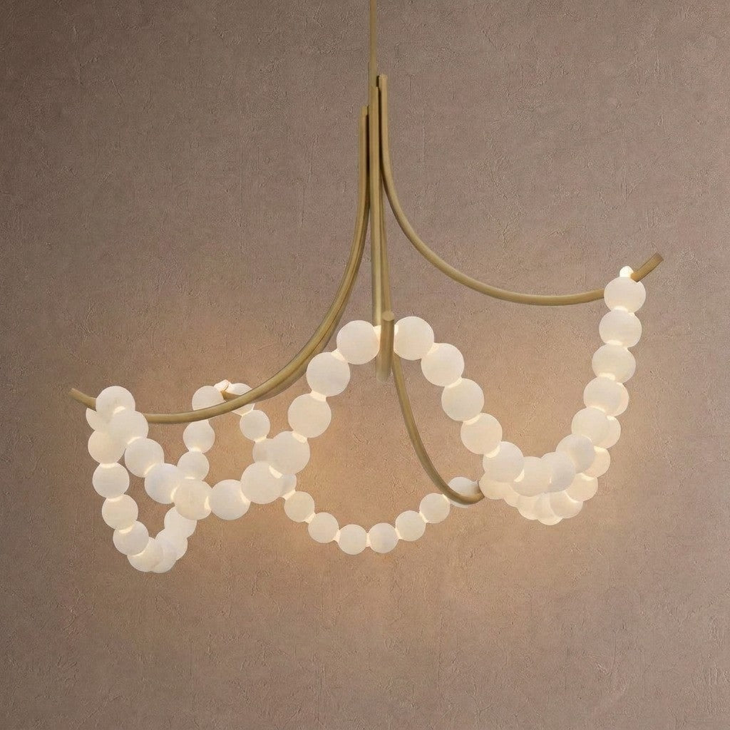 Grid Master Alabaster Chandelier - Aged Brasscasivra