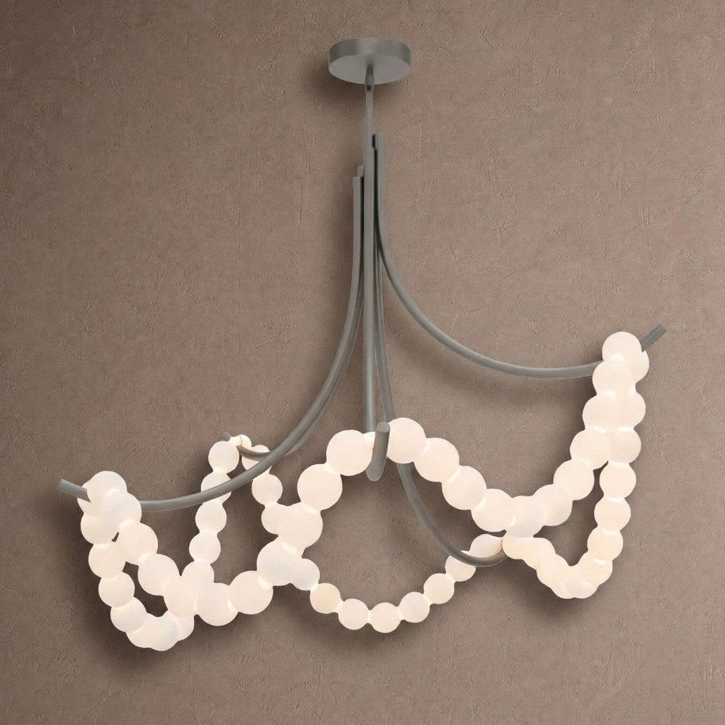 Grid Master Alabaster Chandelier - Antique Nickelcasivra