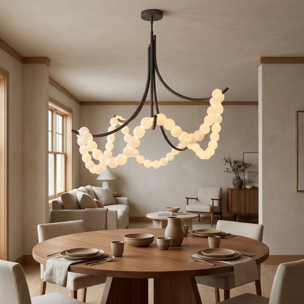 Grid Master Alabaster Chandelier - Antique Nickelcasivra