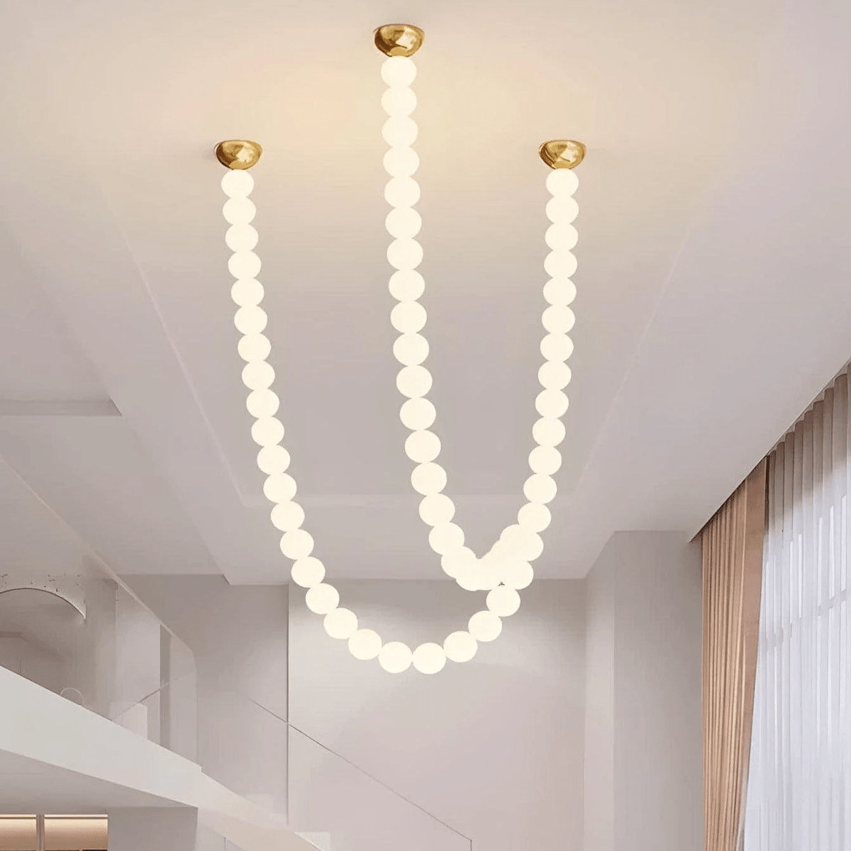 Halti Necklace Acrylic Chandelier - 114 Lights: Dia 31.5" x H 98.4"Gold & WhiteWarm Lightcasivra