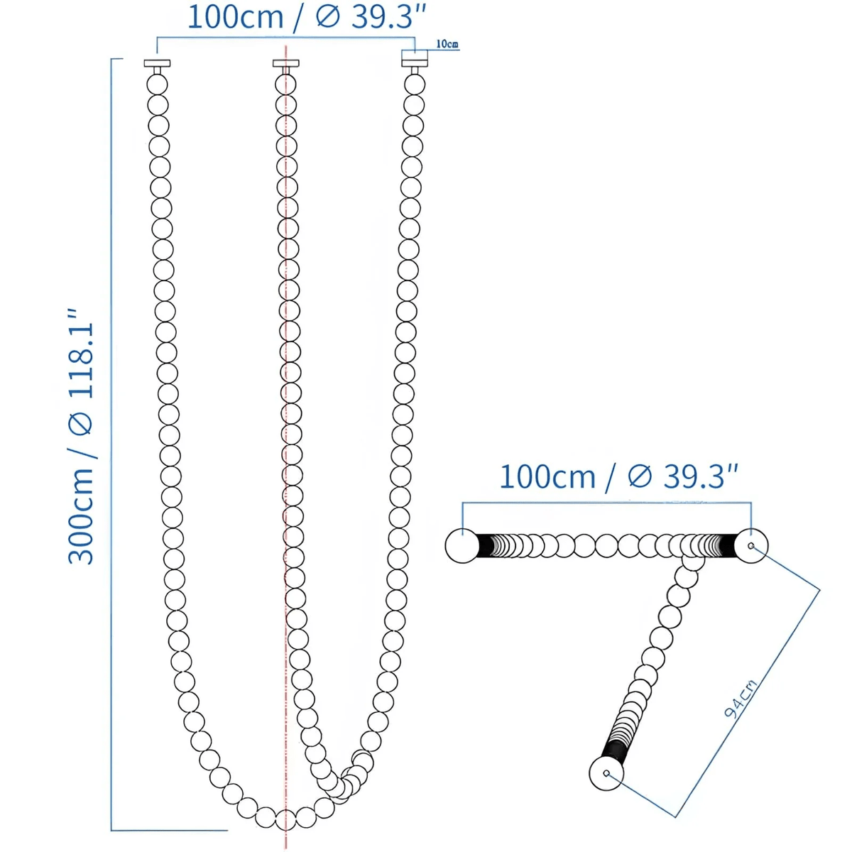 Halti Necklace Acrylic Chandelier - 120 Lights: Dia 39.3" xH 118.1"Gold & WhiteWarm Lightcasivra