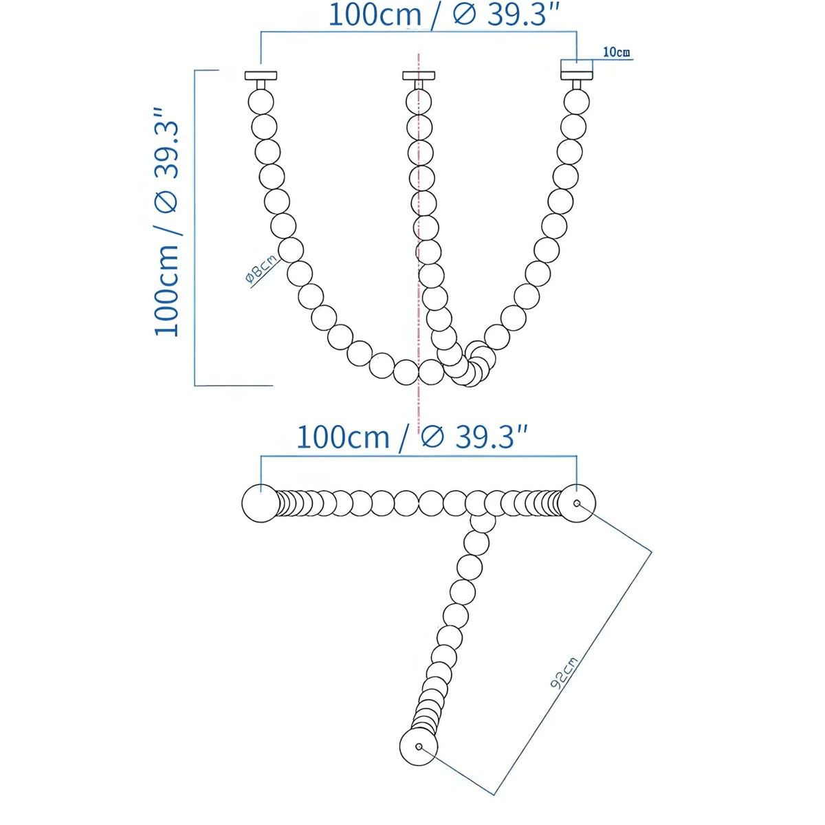 Halti Necklace Acrylic Chandelier - 45 Lights: Dia 39.3"xH 39.3"Gold & WhiteWarm Lightcasivra