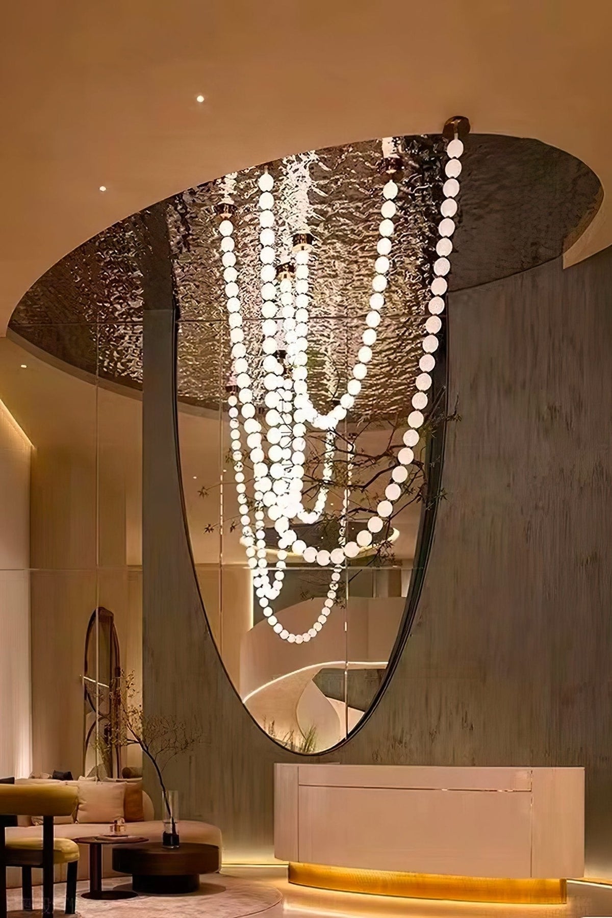 Halti Necklace Acrylic Chandelier - 114 Lights: Dia 31.5" x H 98.4"Gold & WhiteWarm Lightcasivra