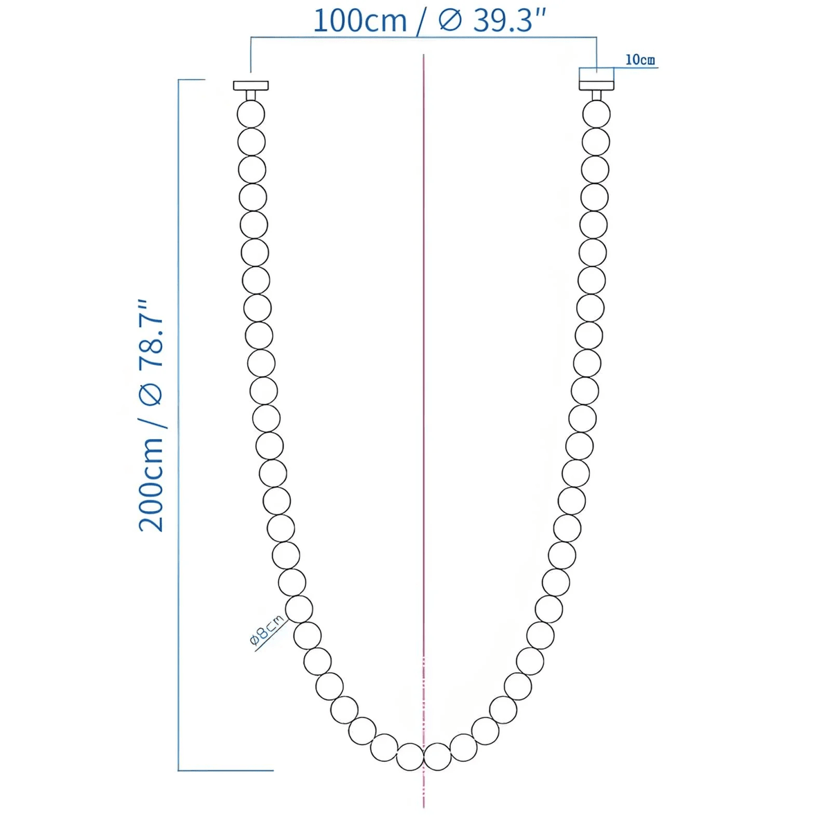 Halti Necklace Acrylic Chandelier - 52 Lights: Dia 39.3" xH 78.7"Gold & WhiteWarm Lightcasivra