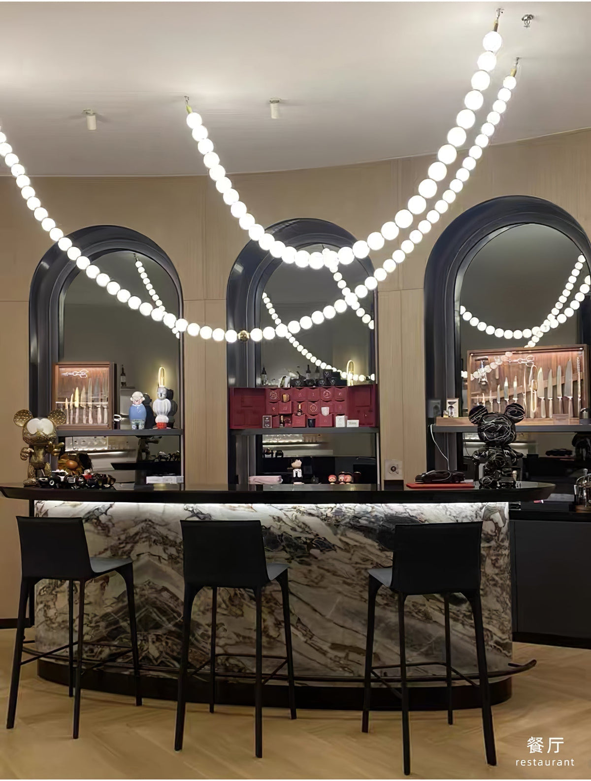 Halti Necklace Acrylic Chandelier - 15 Lights: Dia 35" xH 19.6"Gold & WhiteWarm Lightcasivra